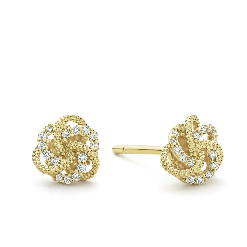 Love Knot Small 18K Gold Love Knot Diamond Stud Earrings sold by LAGOS