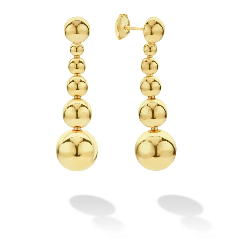 Caviar Gold Six Graduated Bead Drop Earrings sold by LAGOS