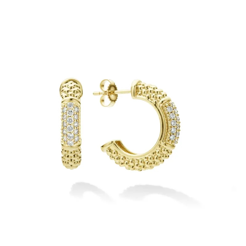 Caviar Gold 18K Gold Caviar Diamond Hoop Earrings sold by LAGOS