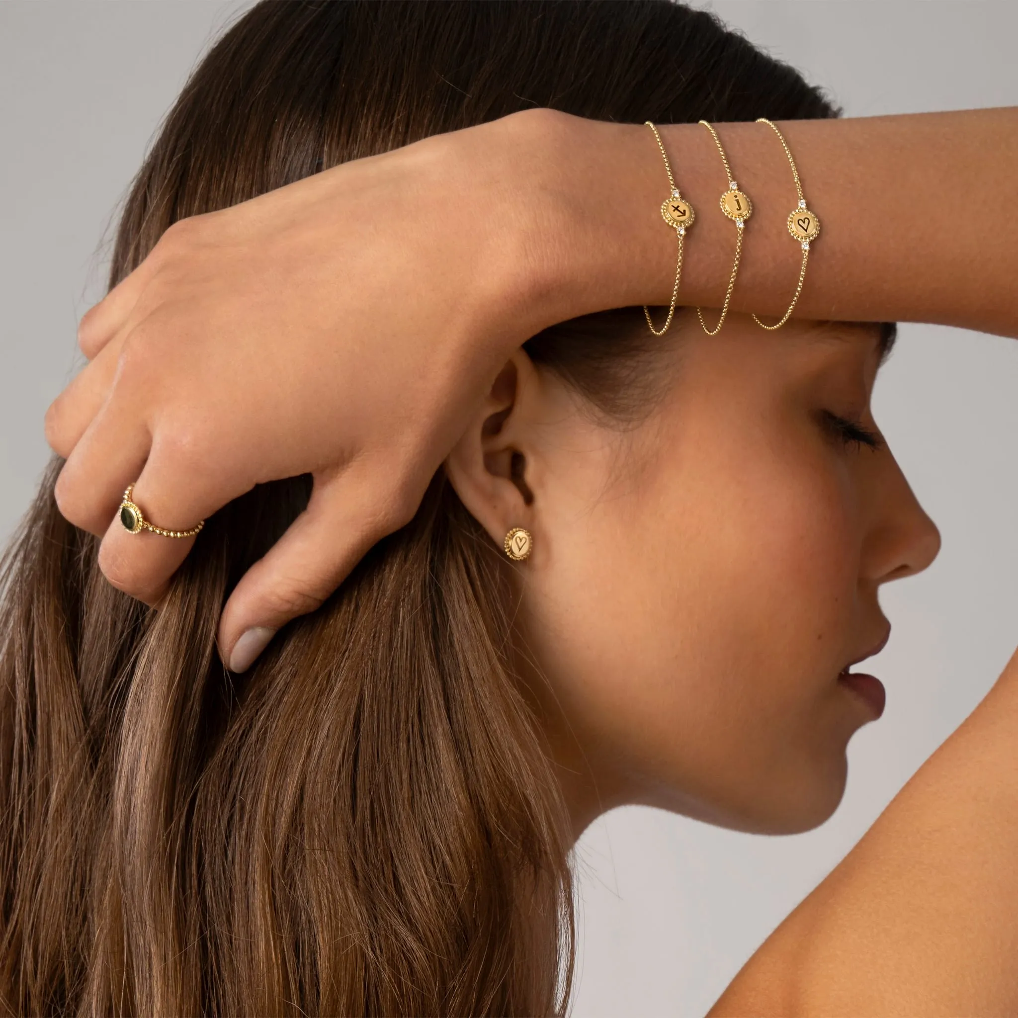 Caviar Gold 18K Gold Circle Stud Earrings sold by LAGOS product image thumbnail 4