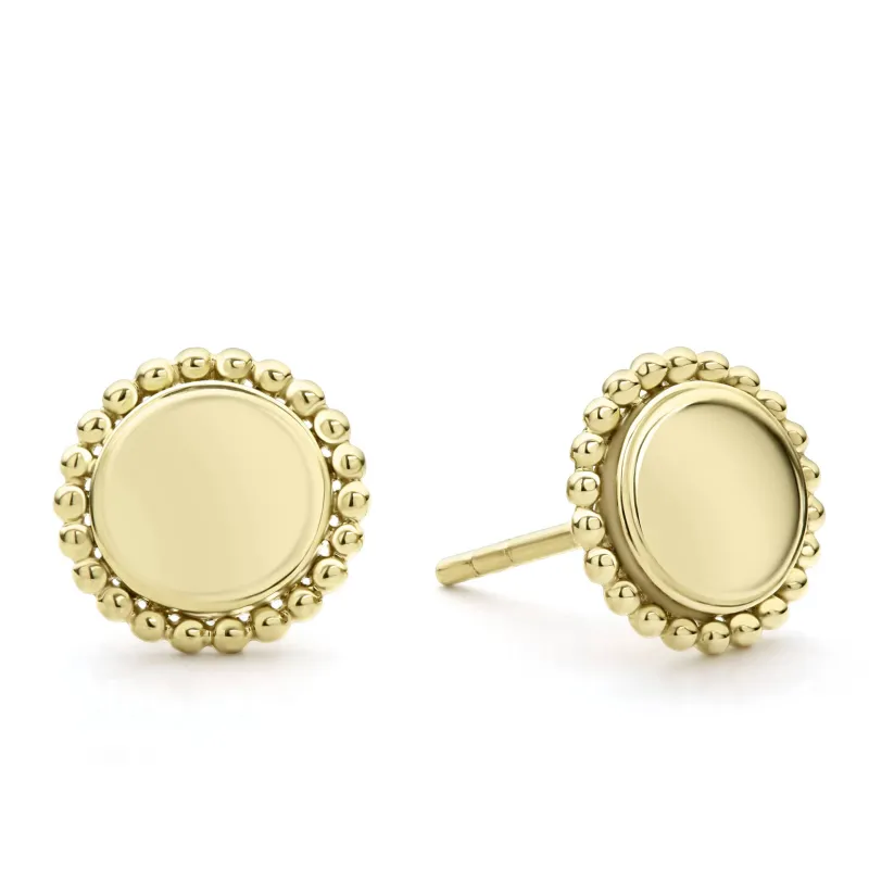 Caviar Gold 18K Gold Circle Stud Earrings sold by LAGOS