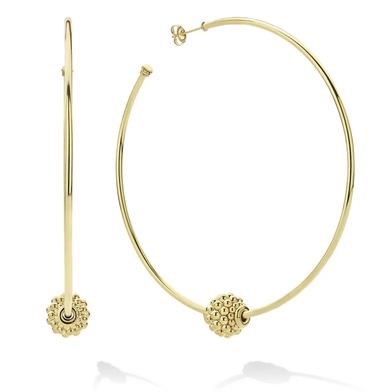 Caviar Gold Large 18K Gold Caviar Ball Hoop Earrings sold by LAGOS