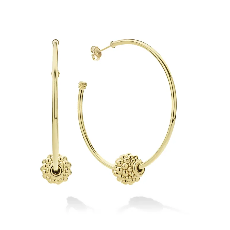 Caviar Gold Medium 18K Gold Caviar Ball Hoop Earrings made by LAGOS