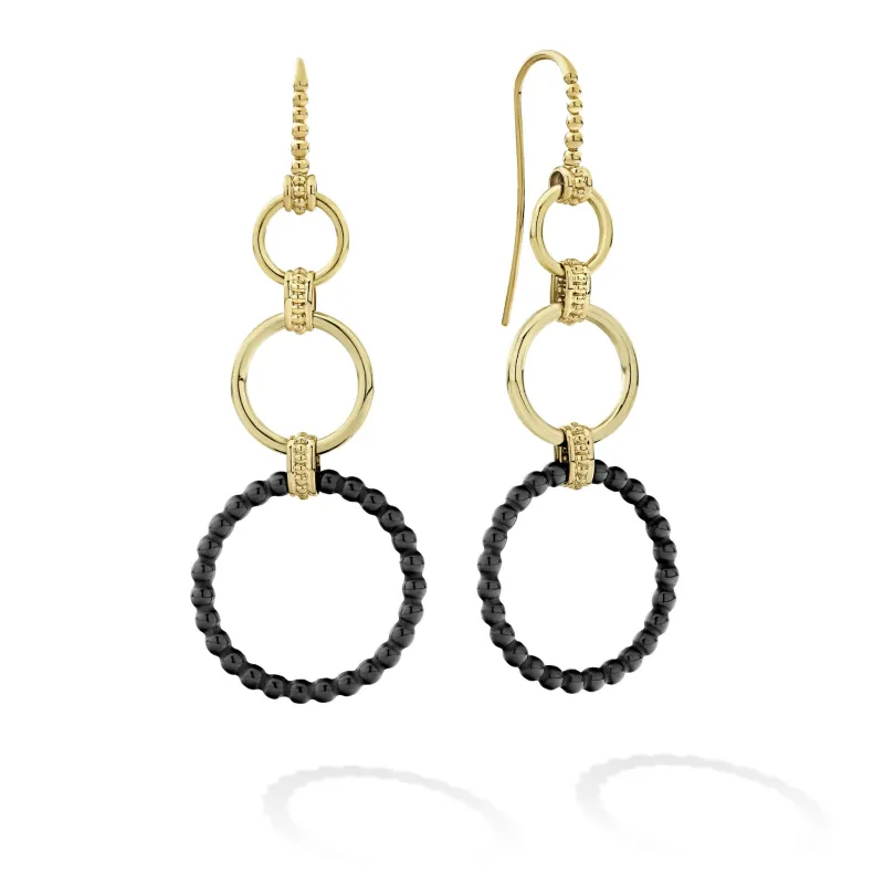 Meridian 18K Gold and Ceramic Circle Drop Earrings sold by LAGOS