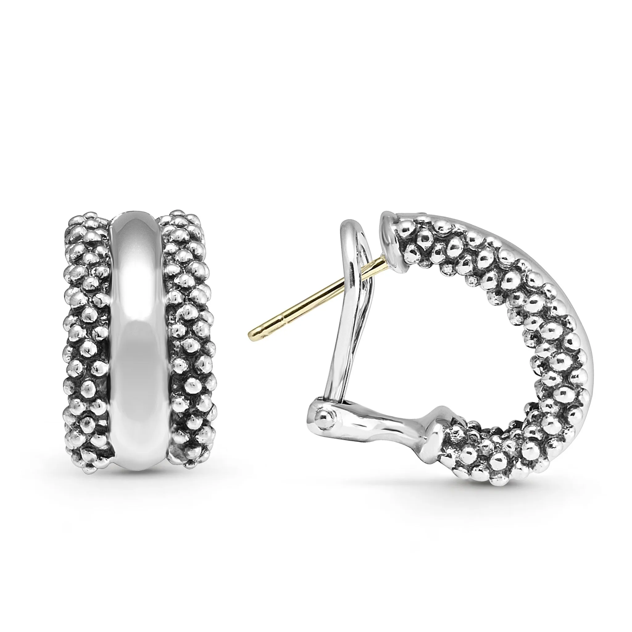 Signature Caviar Silver Station Caviar Huggie Earrings sold by LAGOS