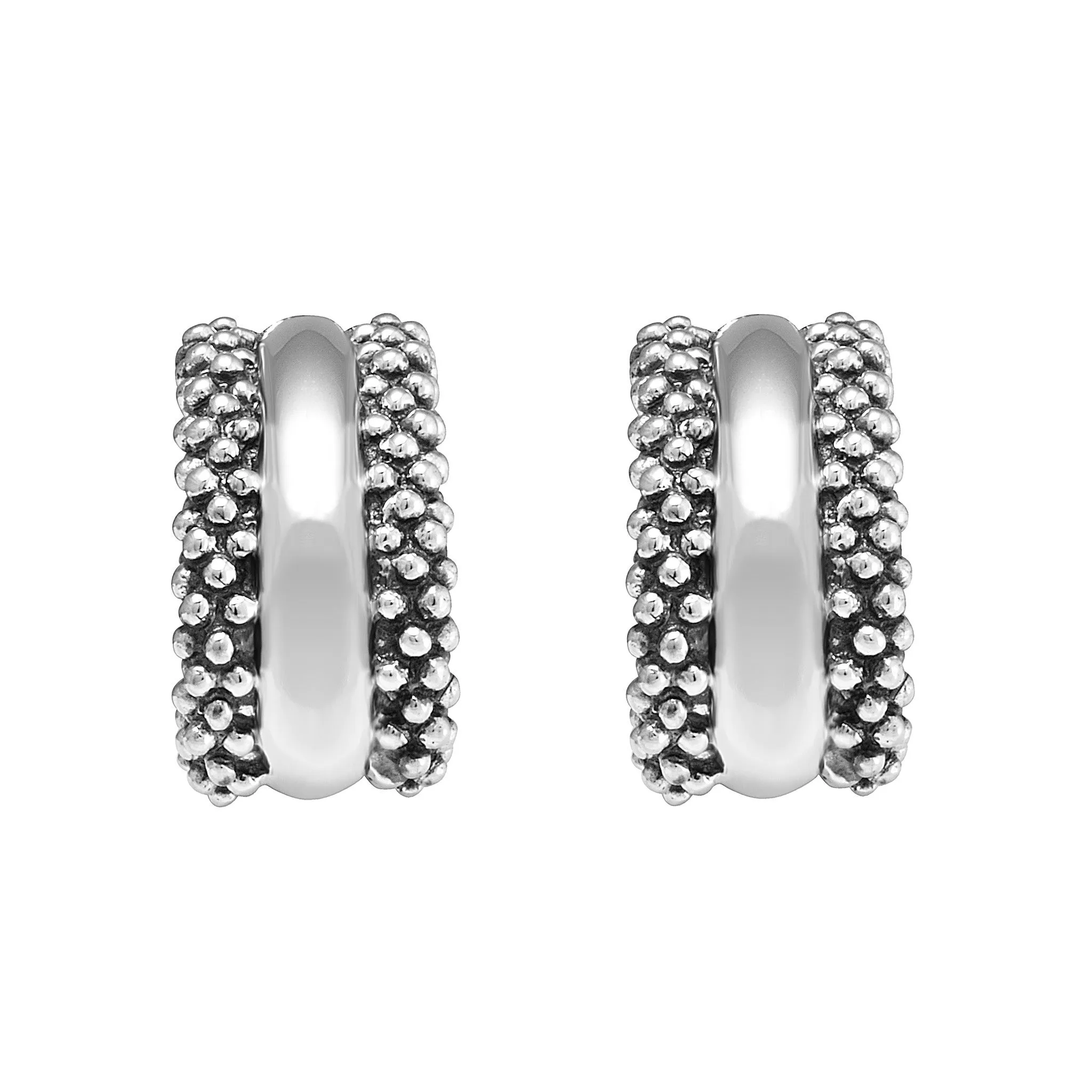 Signature Caviar Silver Station Caviar Huggie Earrings sold by LAGOS product image thumbnail 3