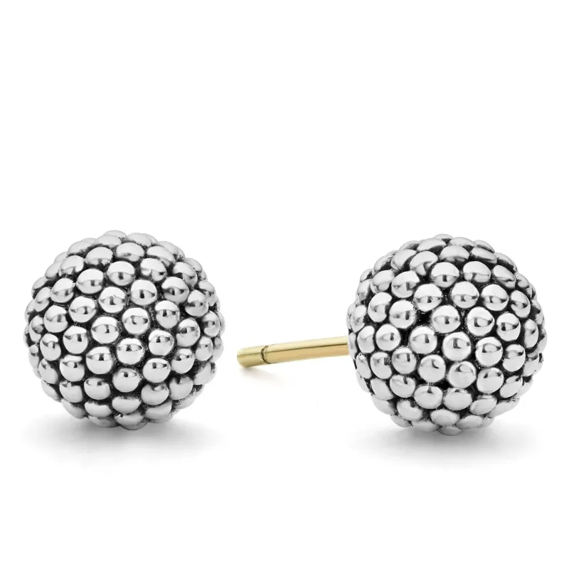 Signature Caviar Beaded Silver Stud Earrings sold by LAGOS