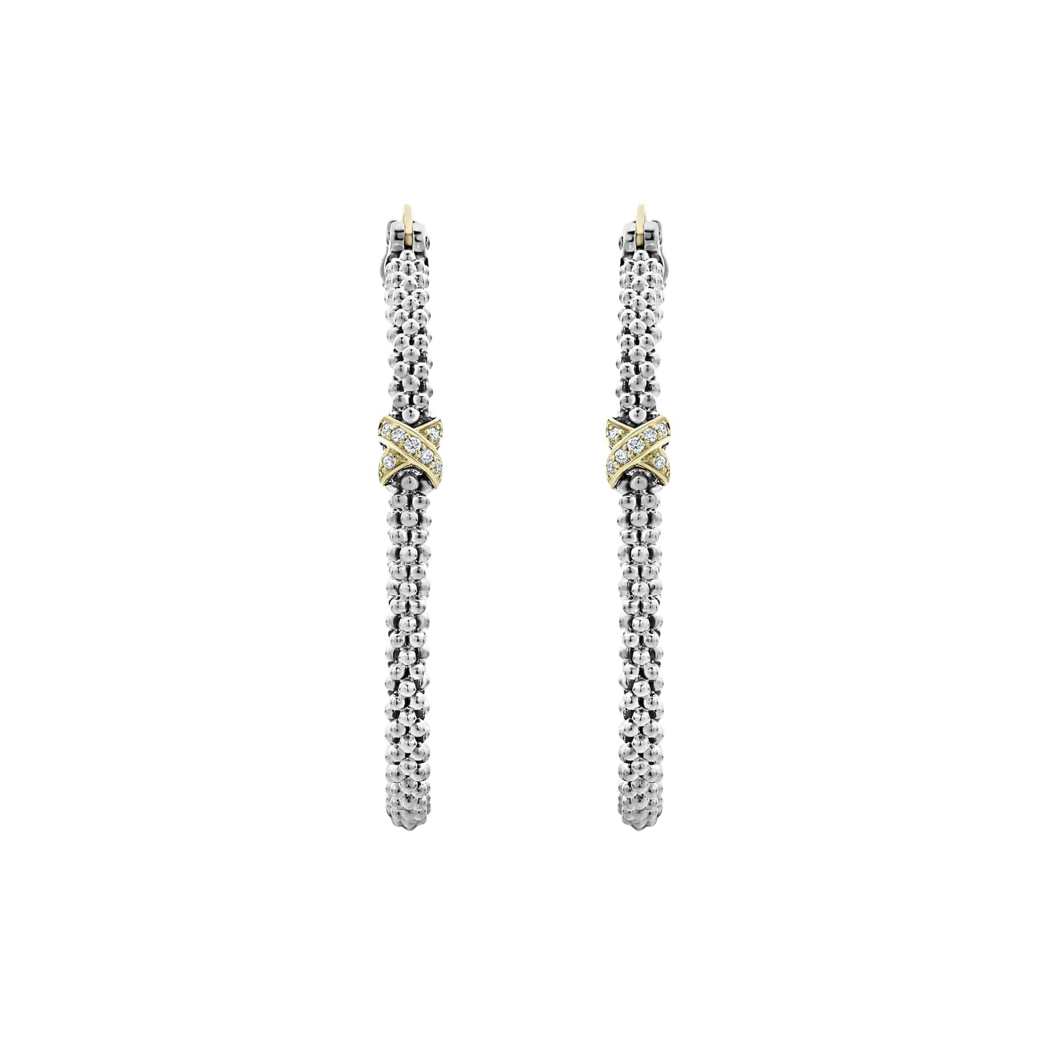 Embrace Large X Diamond Caviar Hoop Earrings sold by LAGOS product image thumbnail 3