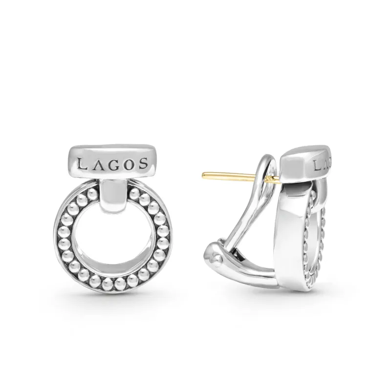 Enso Caviar Circle Bar Earrings sold by LAGOS