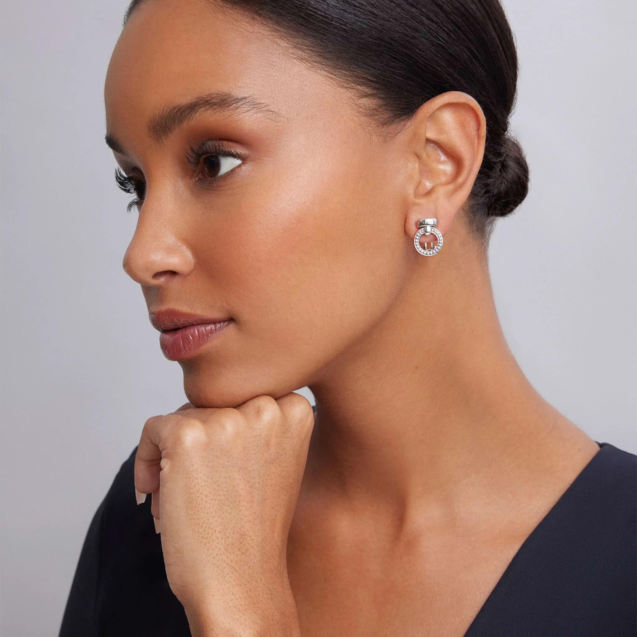 Enso Caviar Circle Bar Earrings sold by LAGOS product image thumbnail 2