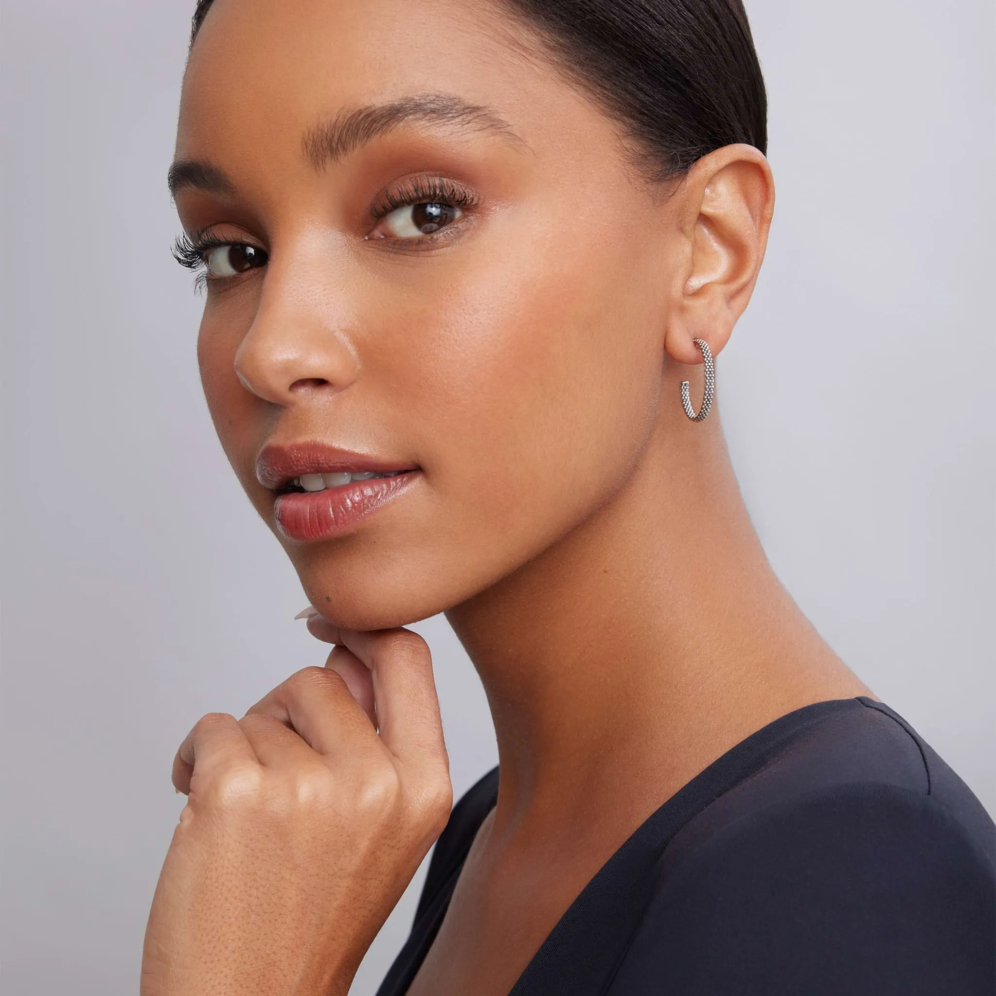 Signature Caviar Beaded Hoop Earrings sold by LAGOS product image thumbnail 2