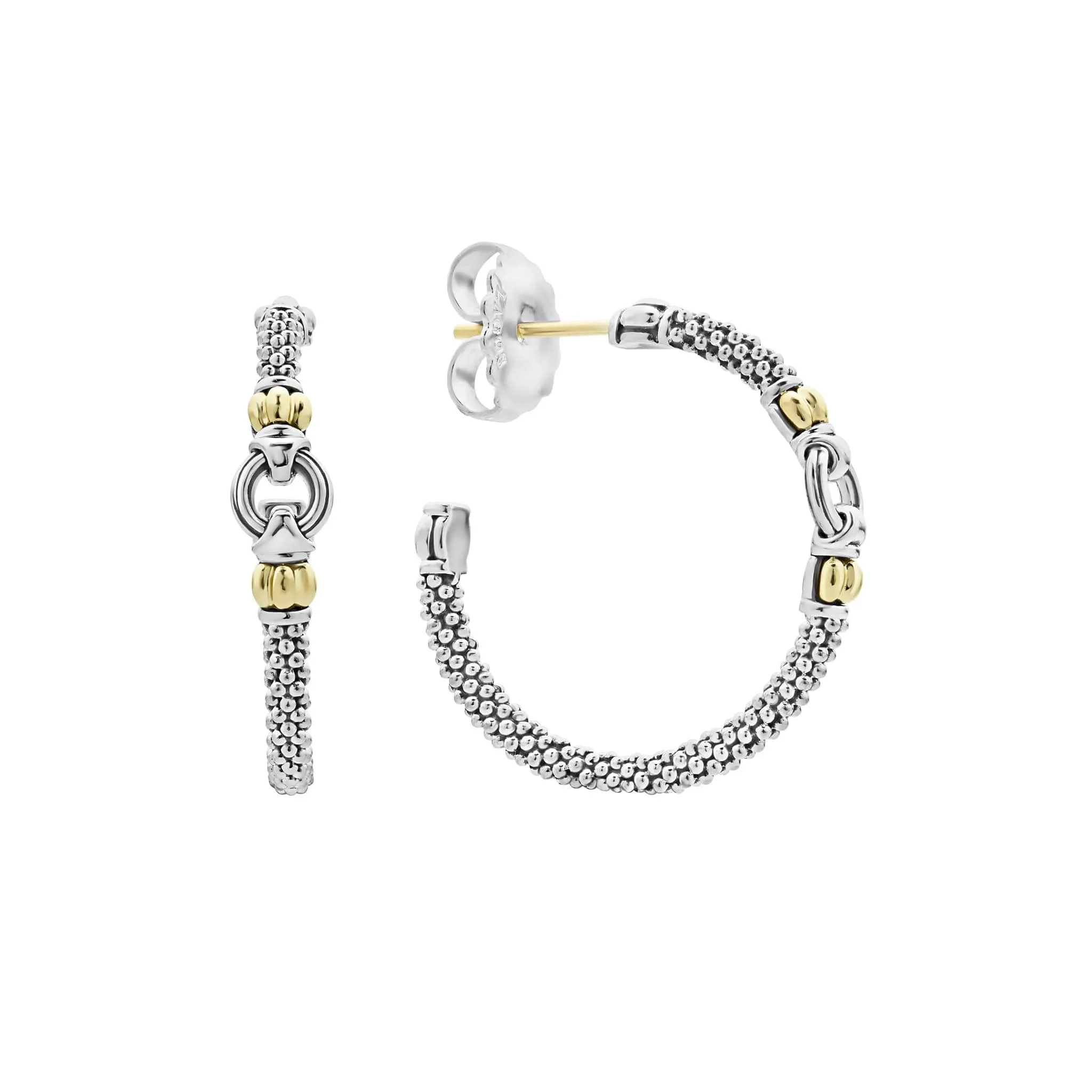 Signature Caviar Two-Tone Caviar Hoop Earrings sold by LAGOS