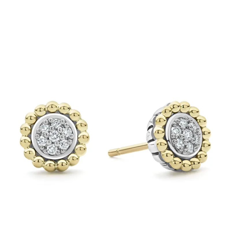 Caviar Lux Two-Tone Caviar Diamond Stud Earrings sold by LAGOS