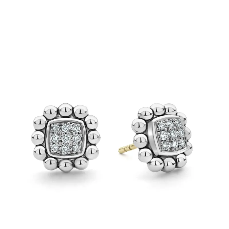 Caviar Spark Caviar Square Diamond Stud Earrings sold by LAGOS