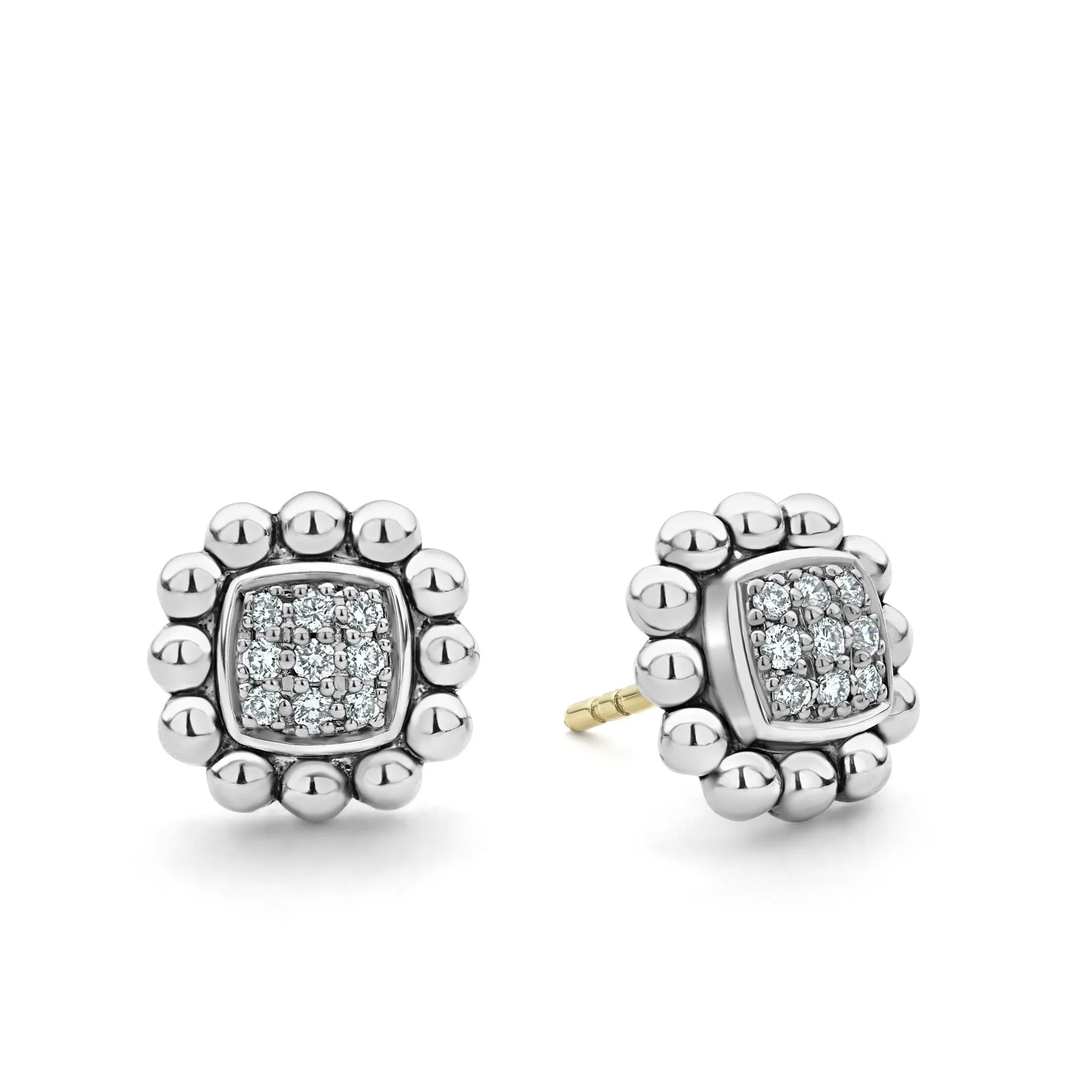 Caviar Spark Caviar Square Diamond Stud Earrings sold by LAGOS