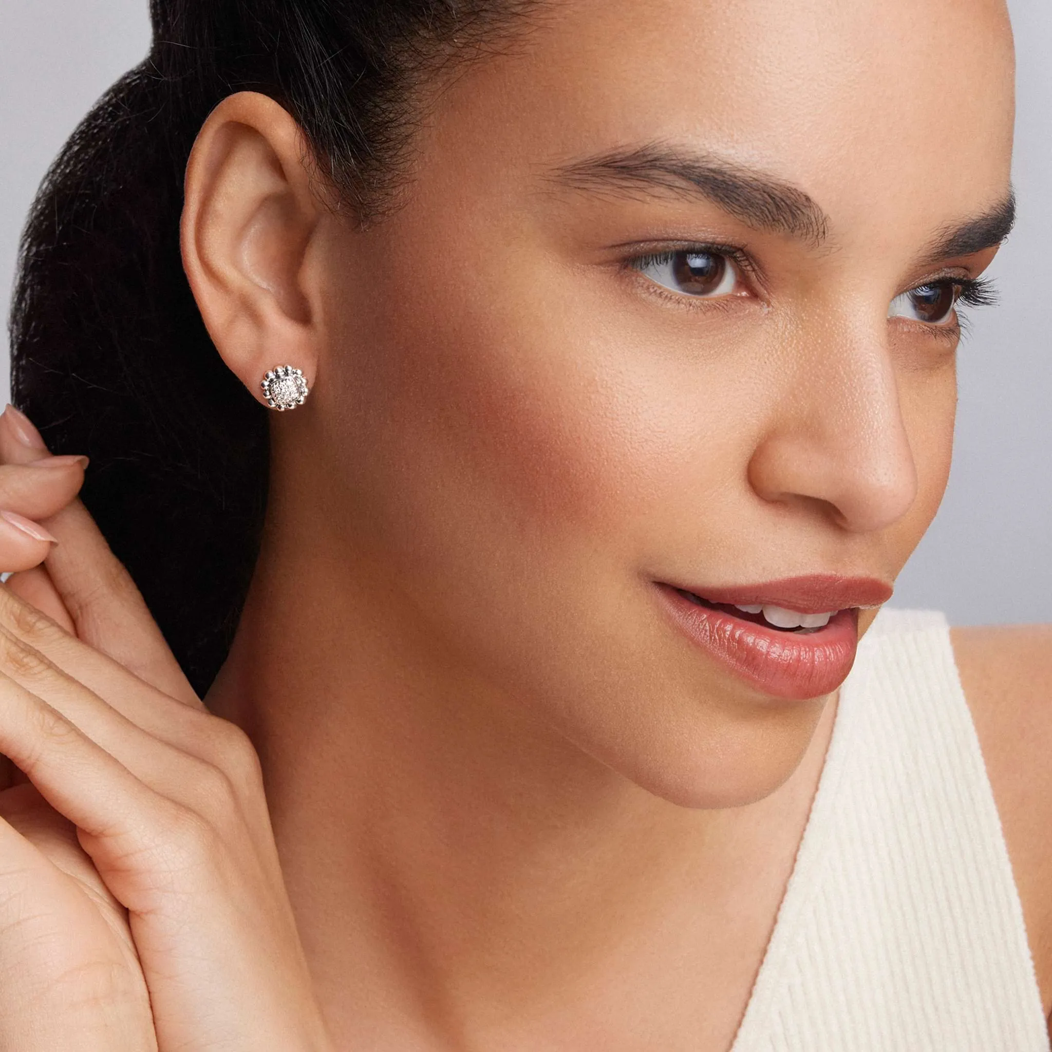 Caviar Spark Caviar Square Diamond Stud Earrings sold by LAGOS product image thumbnail 2