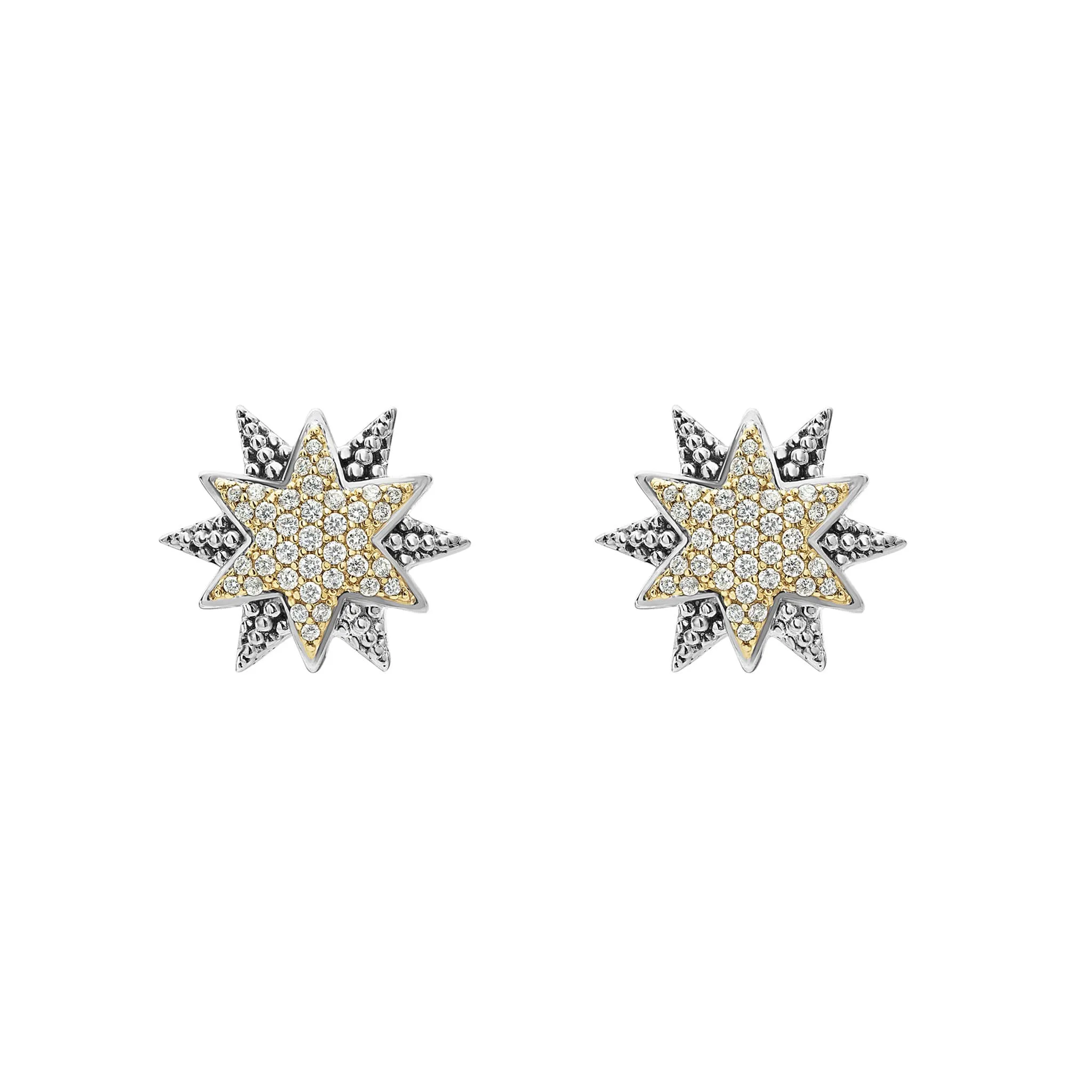 North Star Two-Tone Star Diamond Earrings sold by LAGOS product image thumbnail 3