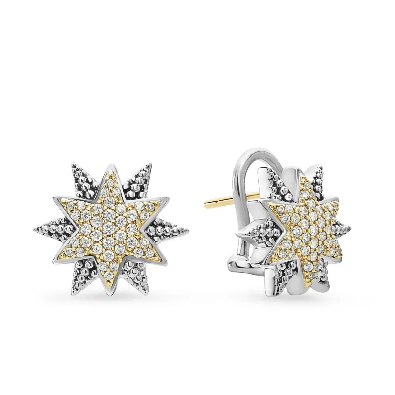 North Star Two-Tone Star Diamond Earrings sold by LAGOS