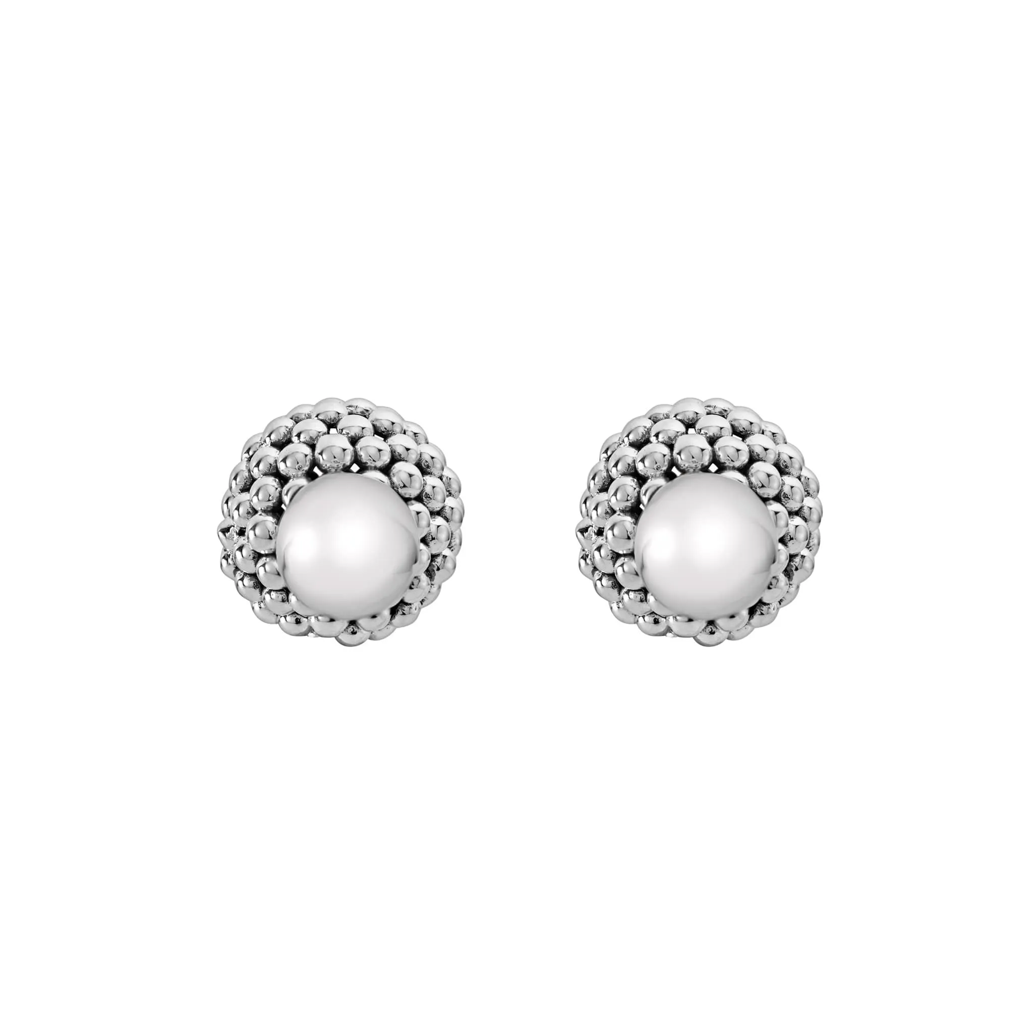 Signature Caviar Silver Beaded Front-Back Earrings sold by LAGOS product image thumbnail 3