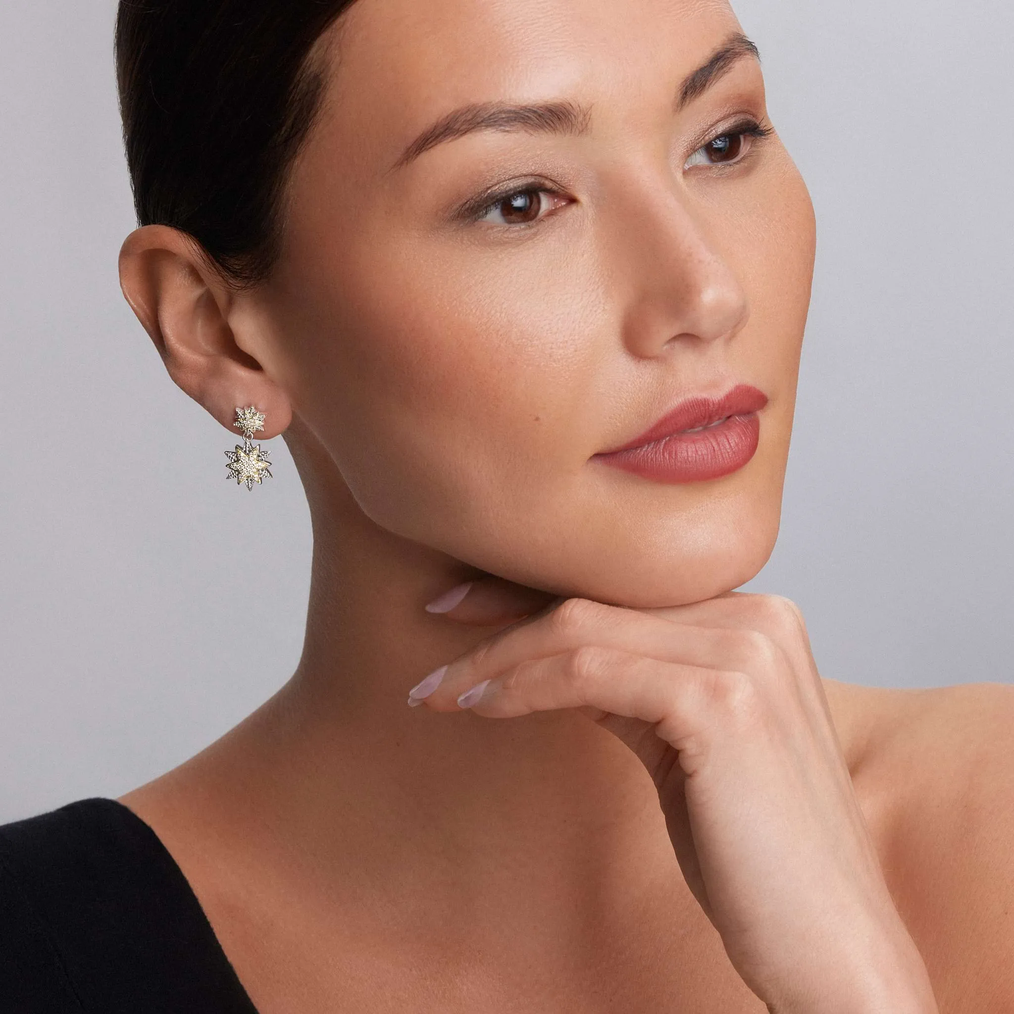 North Star Two-Tone Star Diamond Drop Earrings sold by LAGOS product image thumbnail 2