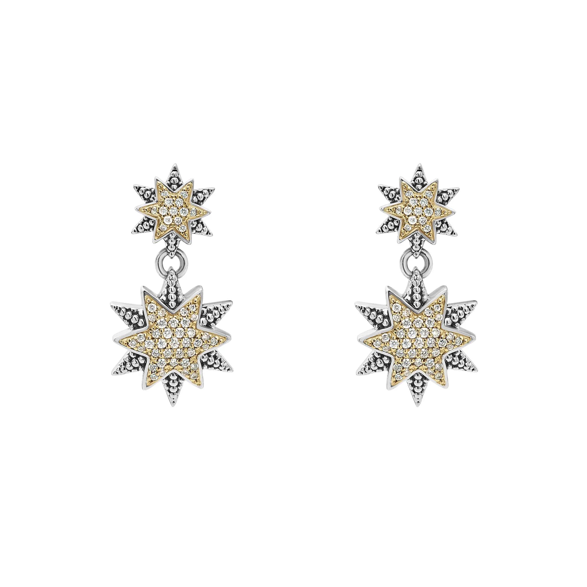 North Star Two-Tone Star Diamond Drop Earrings sold by LAGOS product image thumbnail 3