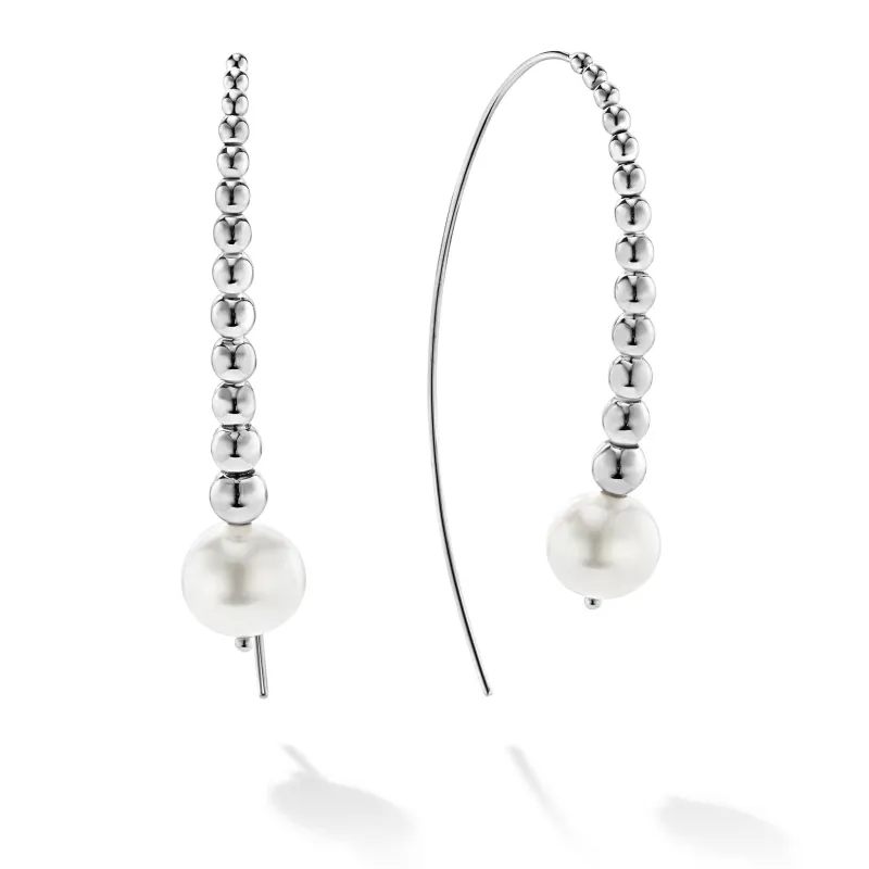 Luna Graduated Bead Pearl Earrings sold by LAGOS