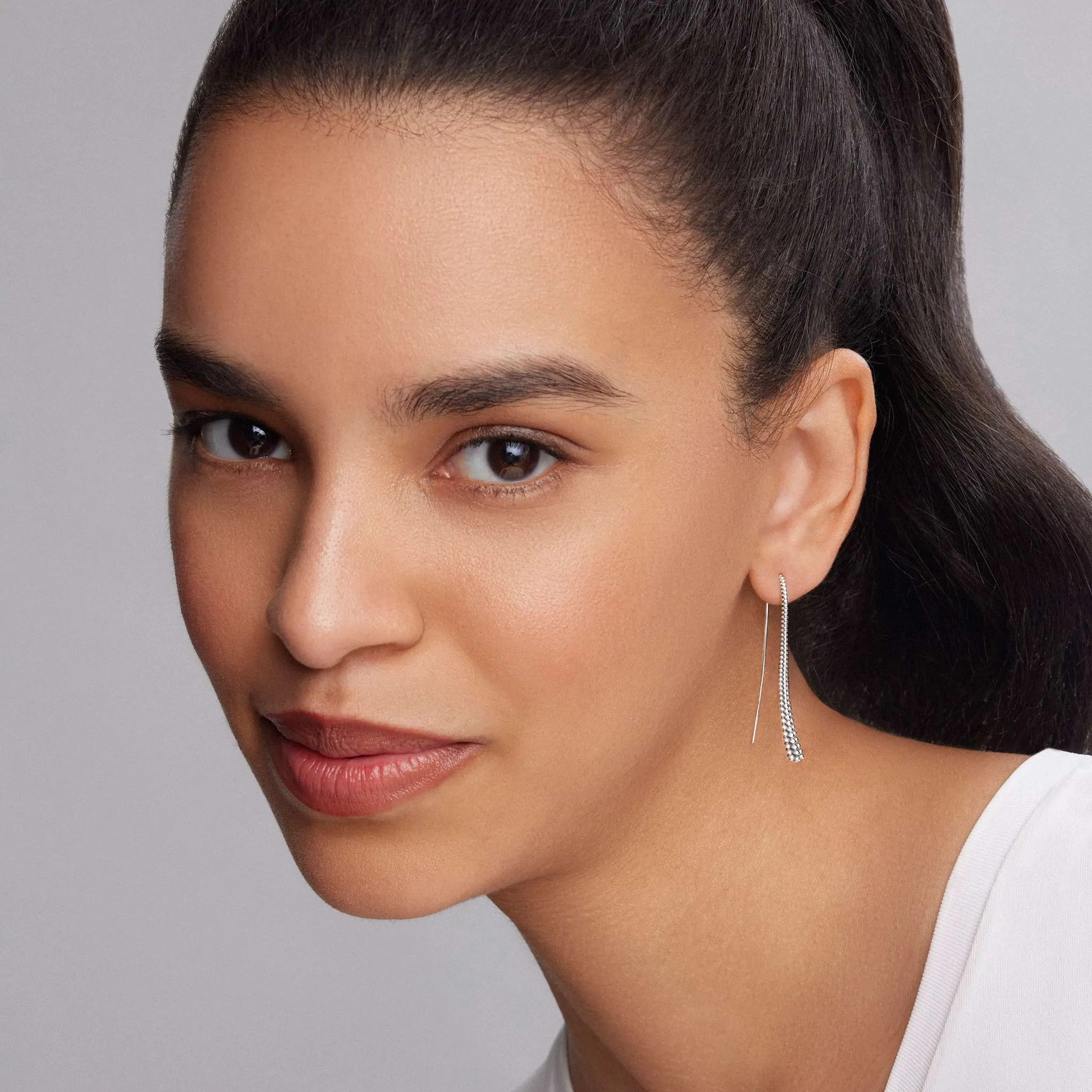 Signature Caviar Beaded Thin Drop Earrings sold by LAGOS product image thumbnail 2