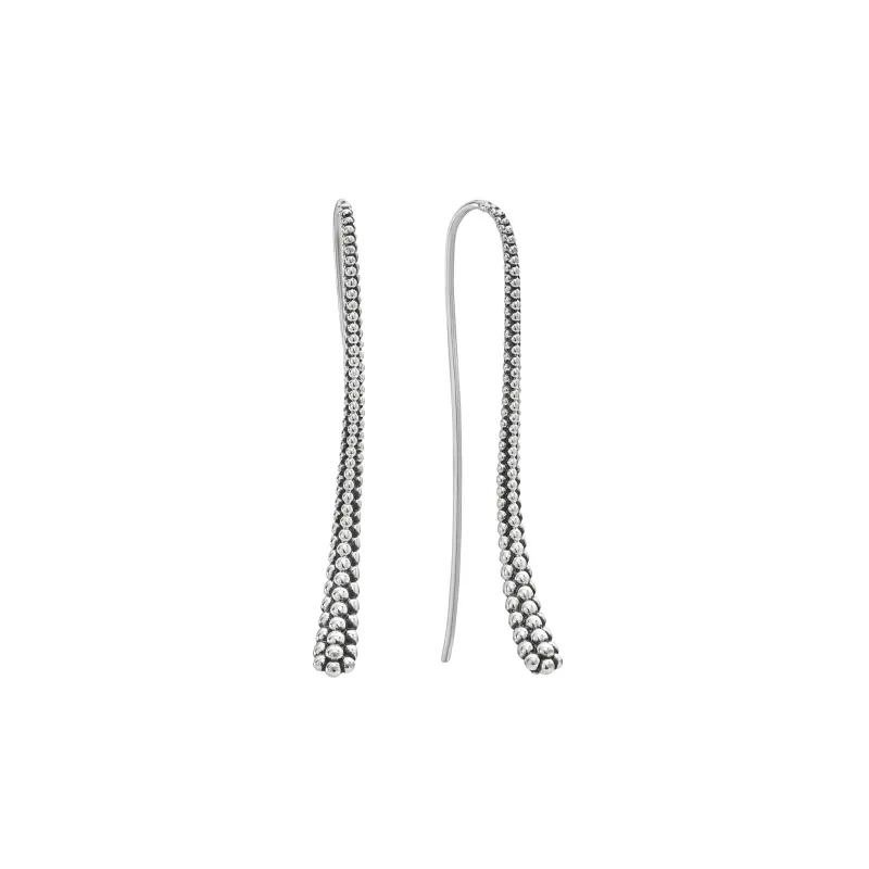 Signature Caviar  Beaded Thin Drop Earrings sold by LAGOS