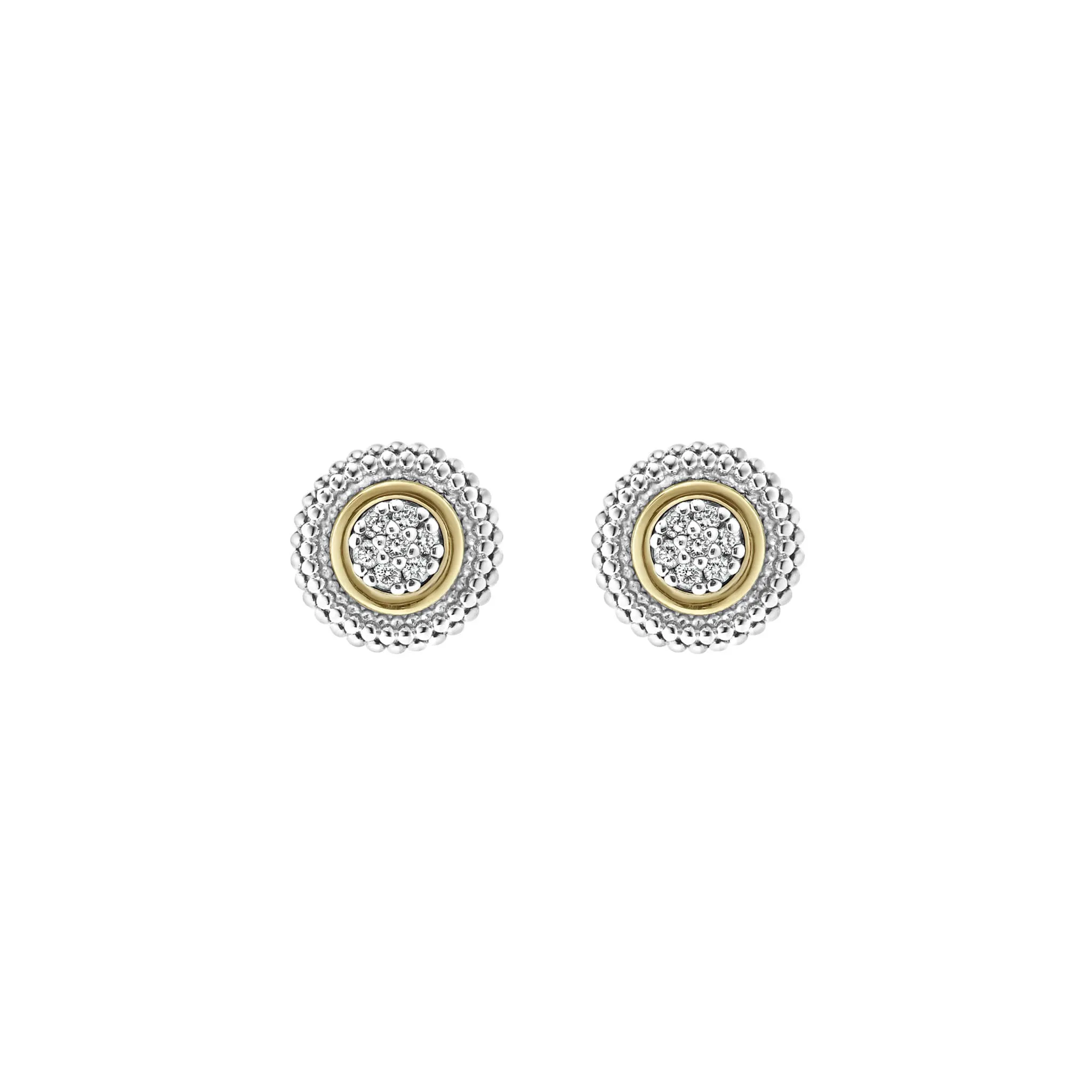 Signature Caviar Beaded Diamond Stud Earrings sold by LAGOS product image thumbnail 3