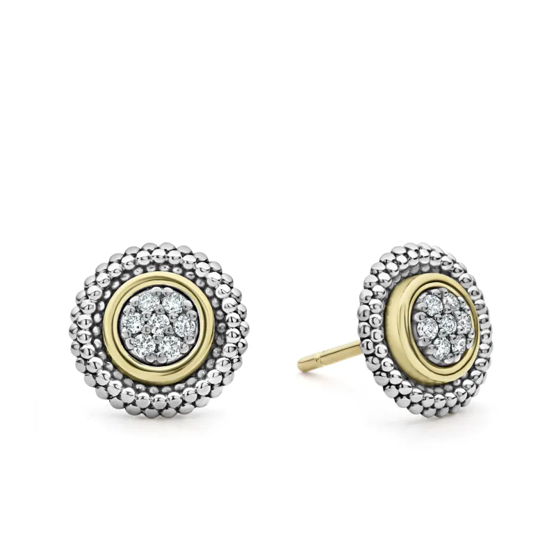 Signature Caviar Beaded Diamond Stud Earrings sold by LAGOS