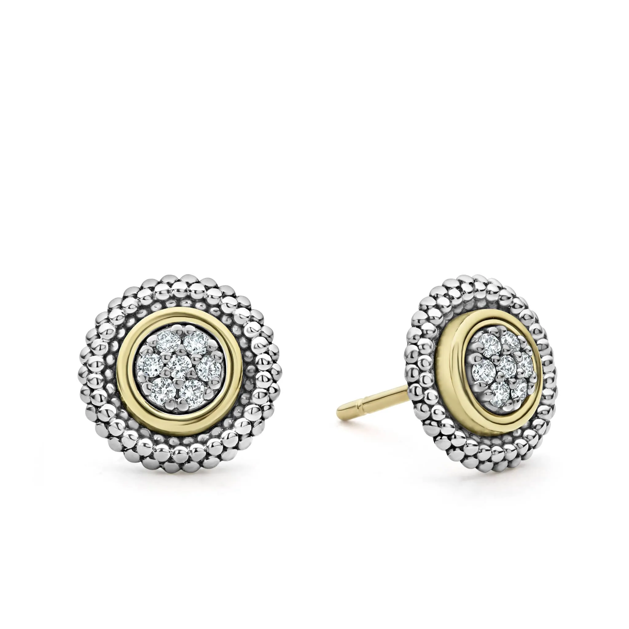 Signature Caviar Beaded Diamond Stud Earrings sold by LAGOS