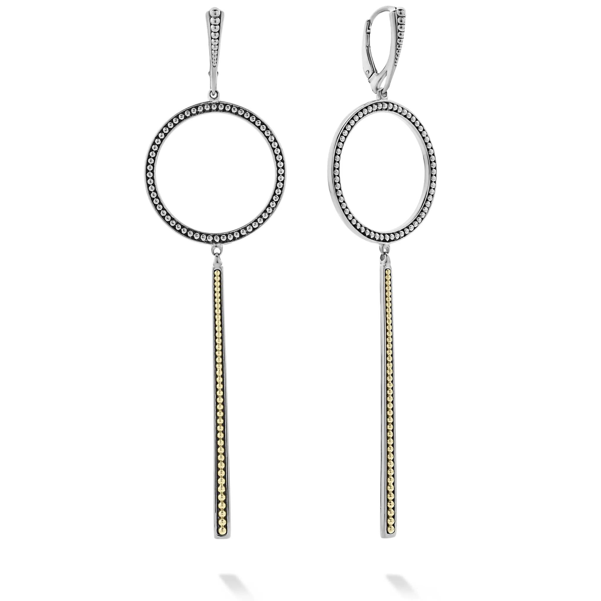 Enso Two-Tone Circle Linear Drop Earrings sold by LAGOS