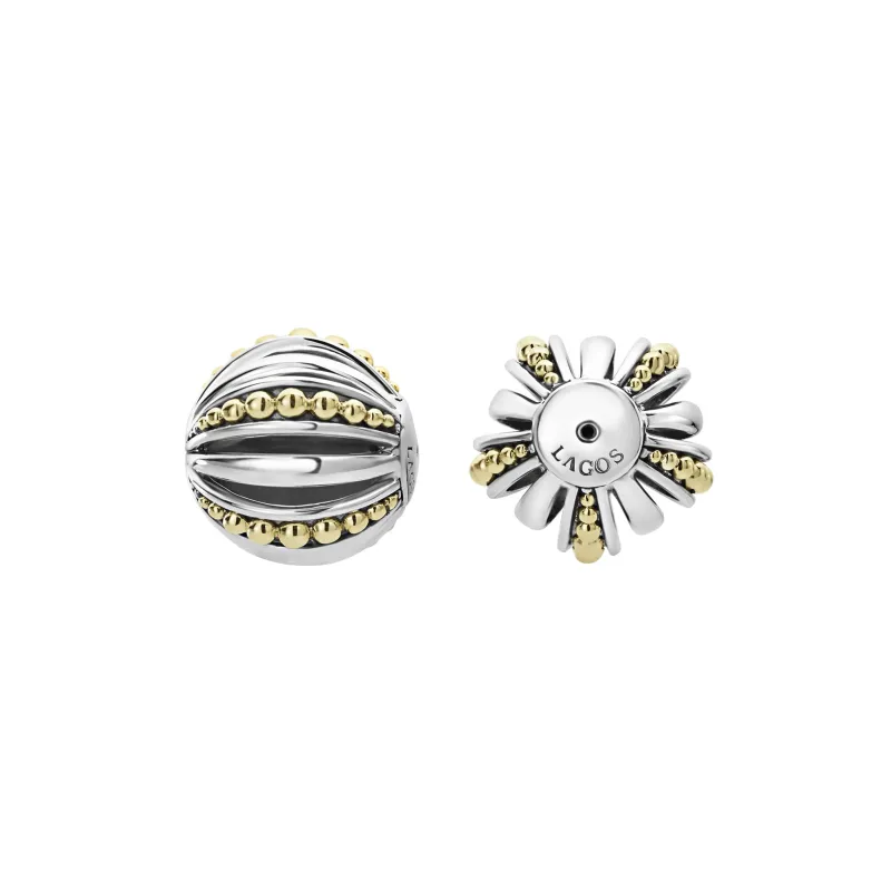Signature Caviar Two-Tone Open Fluted Earring Backs sold by LAGOS