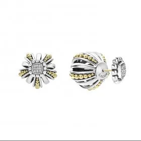 Signature Caviar Two-Tone Open Fluted Earring Backs sold by LAGOS product image thumbnail 2