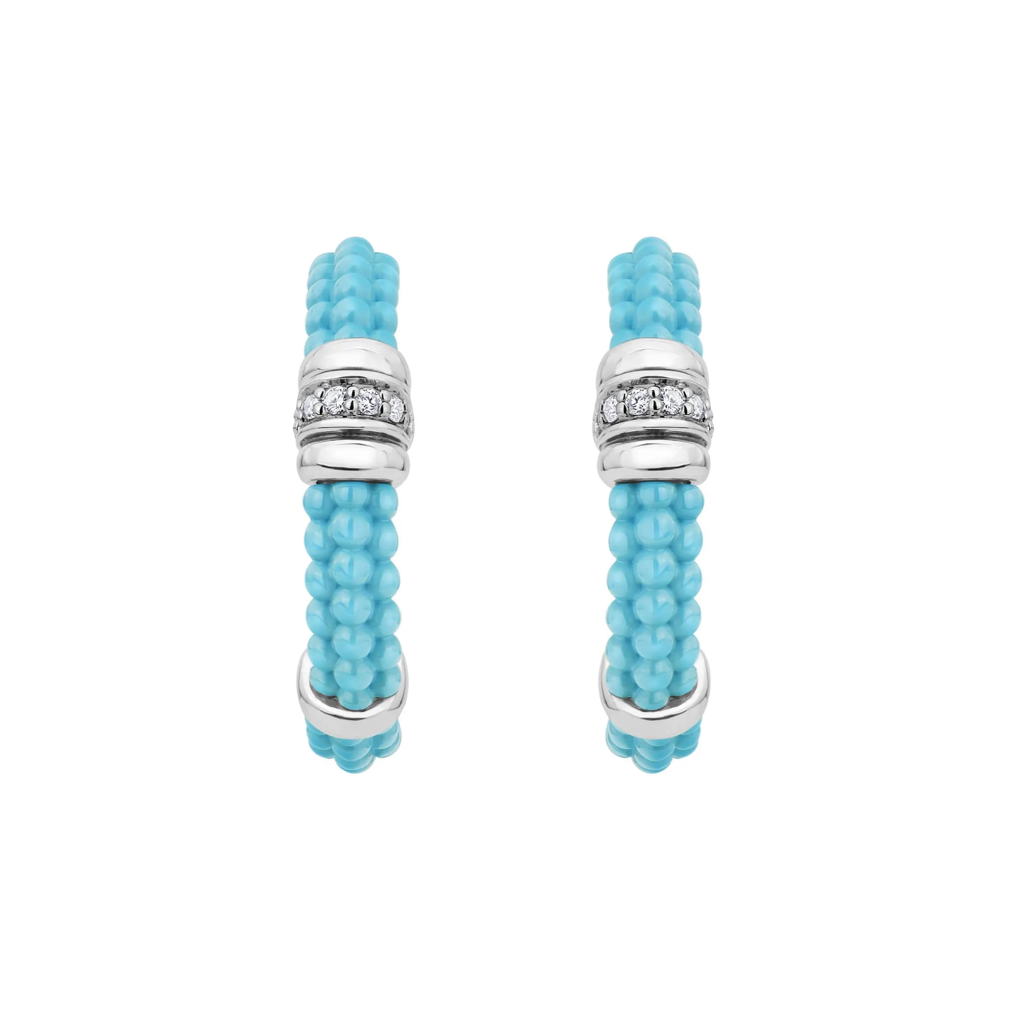 Blue Caviar Blue Ceramic and Diamond Hoop Earrings sold by LAGOS product image thumbnail 3