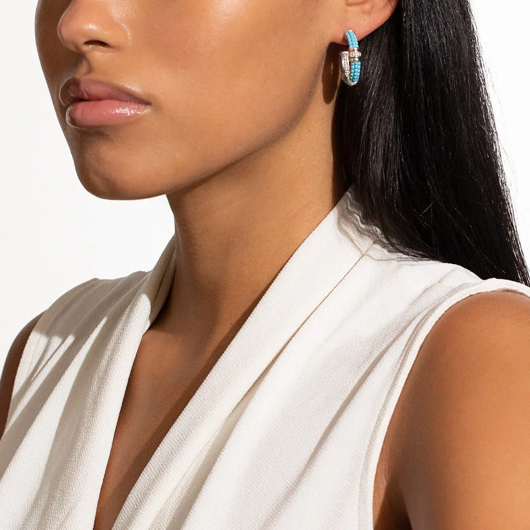 Blue Caviar Blue Ceramic and Diamond Hoop Earrings sold by LAGOS product image thumbnail 2