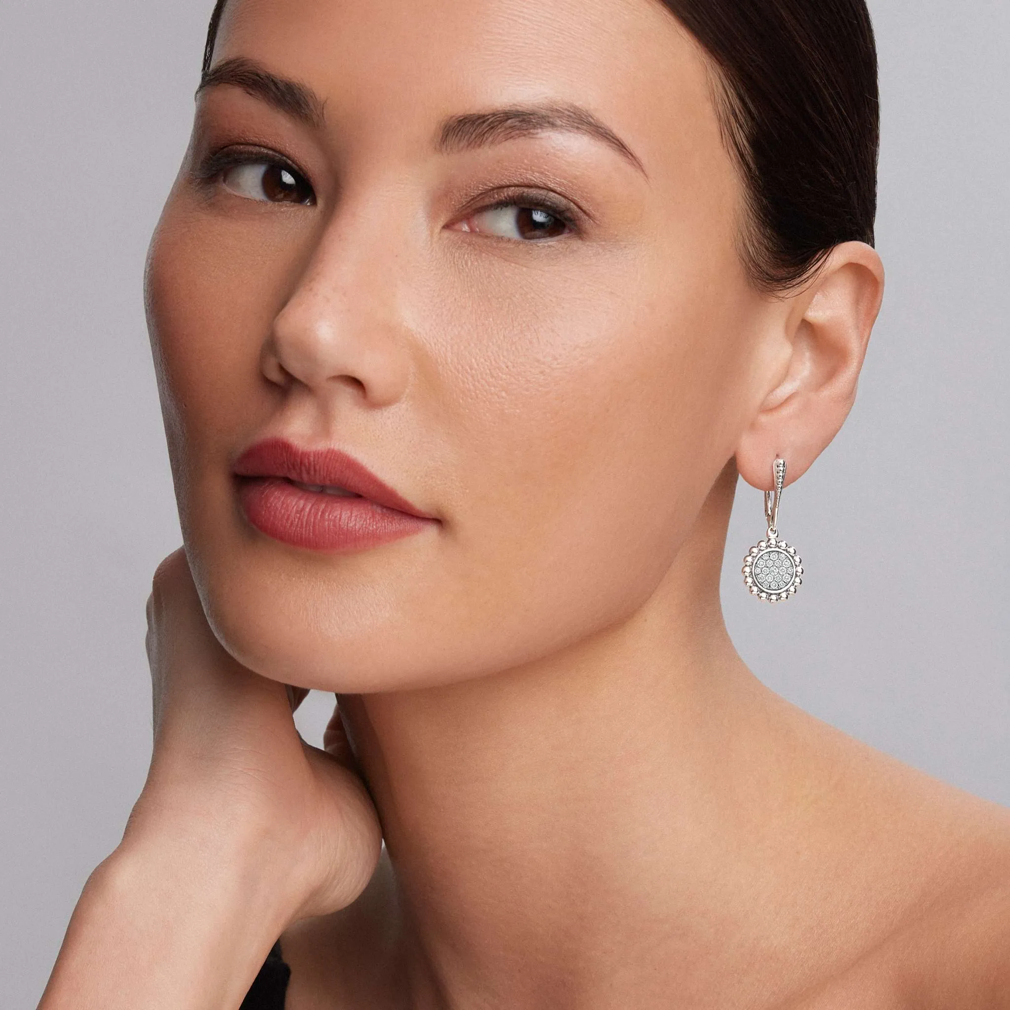 Caviar Spark Small Caviar Circle Diamond Drop Earrings sold by LAGOS product image thumbnail 2