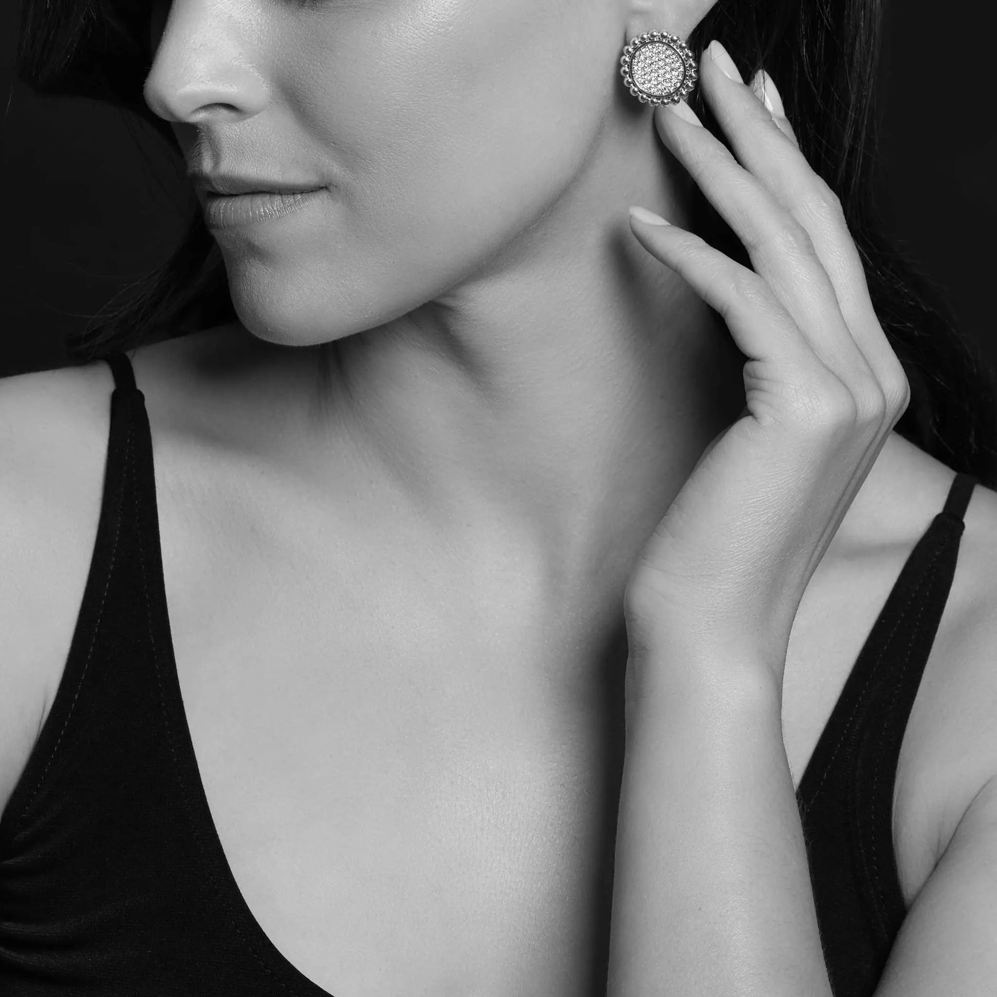 Caviar Spark Large Caviar Circle Diamond Earrings (Studio) sold by LAGOS product image thumbnail 2