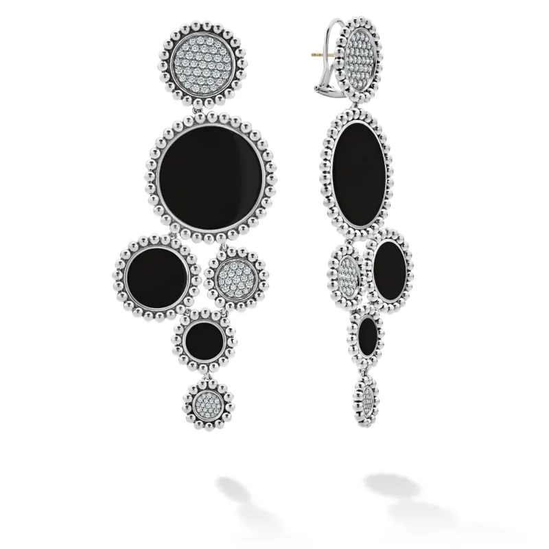 Maya Onyx and Diamond Statement Earrings (studio) sold by LAGOS