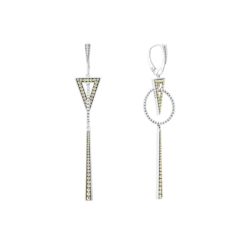 Signature Caviar Two-Tone Triangle Circle Drop Earrings sold by LAGOS