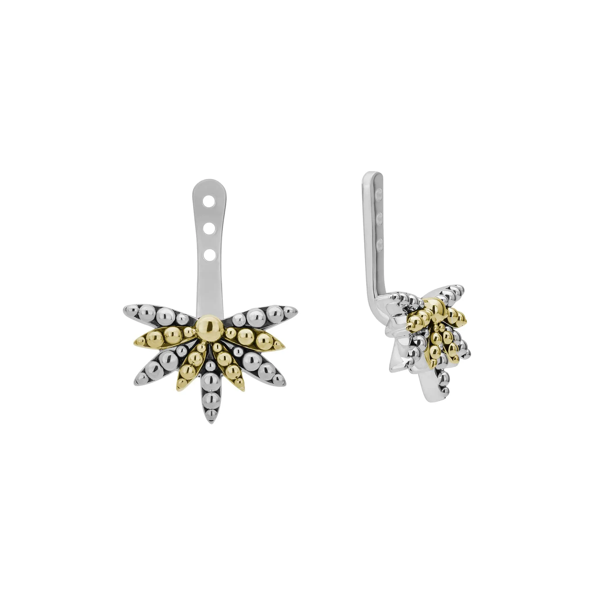 Signature Caviar Two-Tone Stud Earrings with Earring Jacket sold by LAGOS product image thumbnail 4