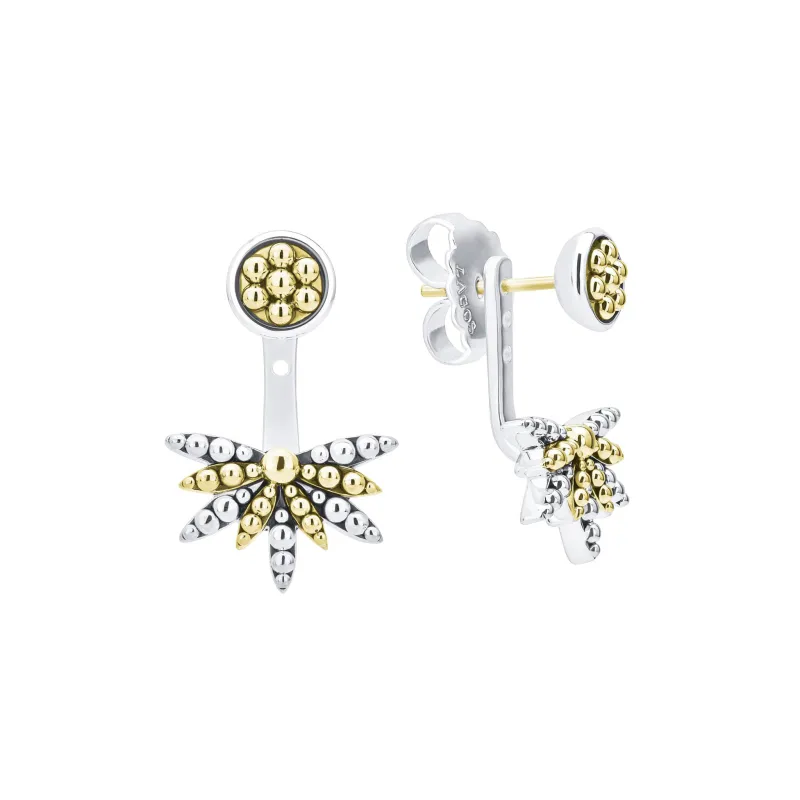 Signature Caviar Two-Tone Stud Earrings with Earring Jacket sold by LAGOS