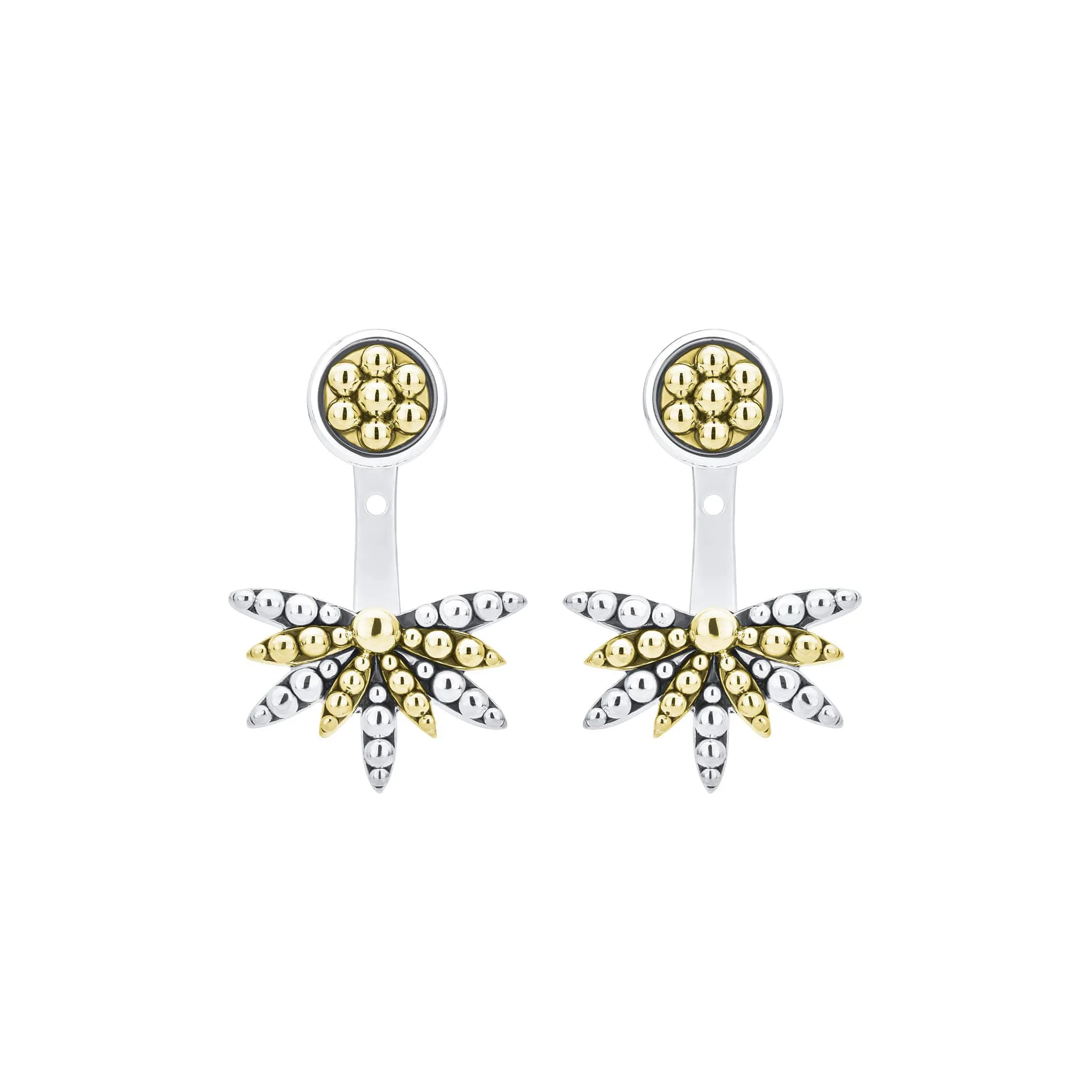 Signature Caviar Two-Tone Stud Earrings with Earring Jacket sold by LAGOS product image thumbnail 3