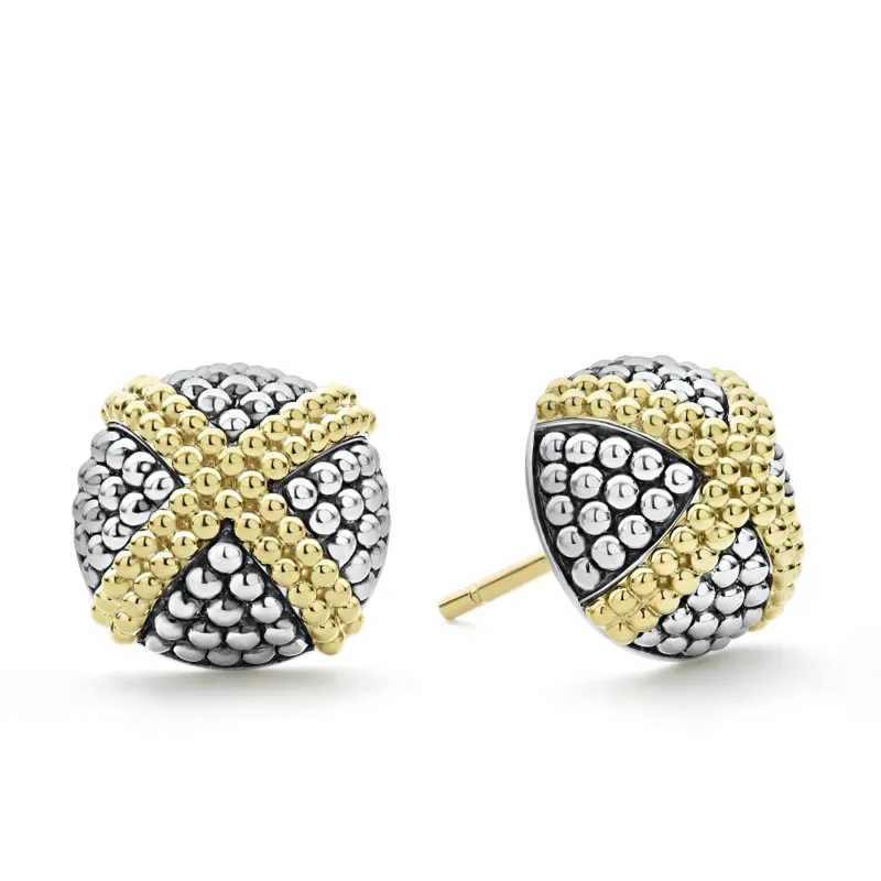 Signature Caviar Two-Tone X Caviar Stud Earrings sold by LAGOS