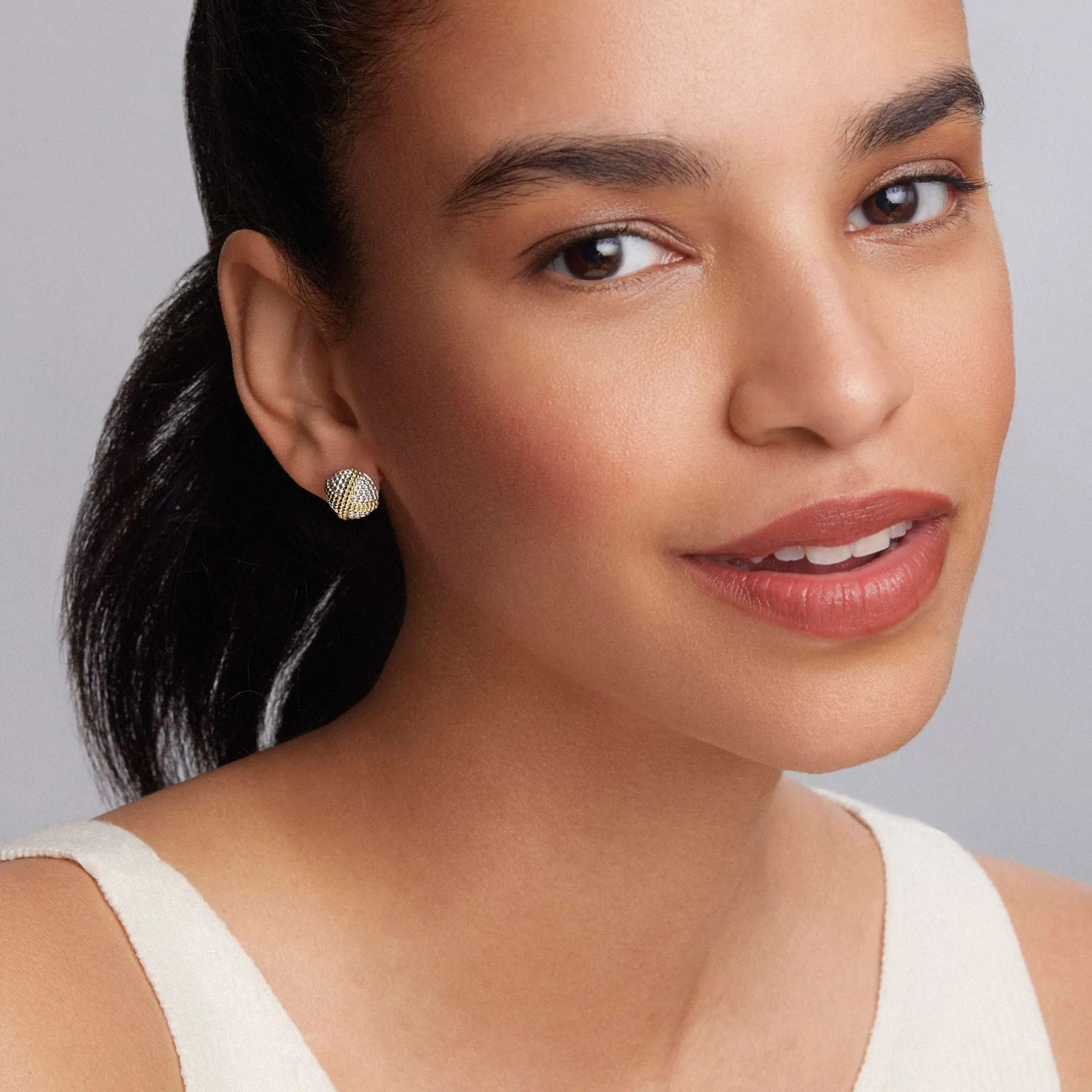 Signature Caviar Two-Tone X Caviar Stud Earrings sold by LAGOS product image thumbnail 2