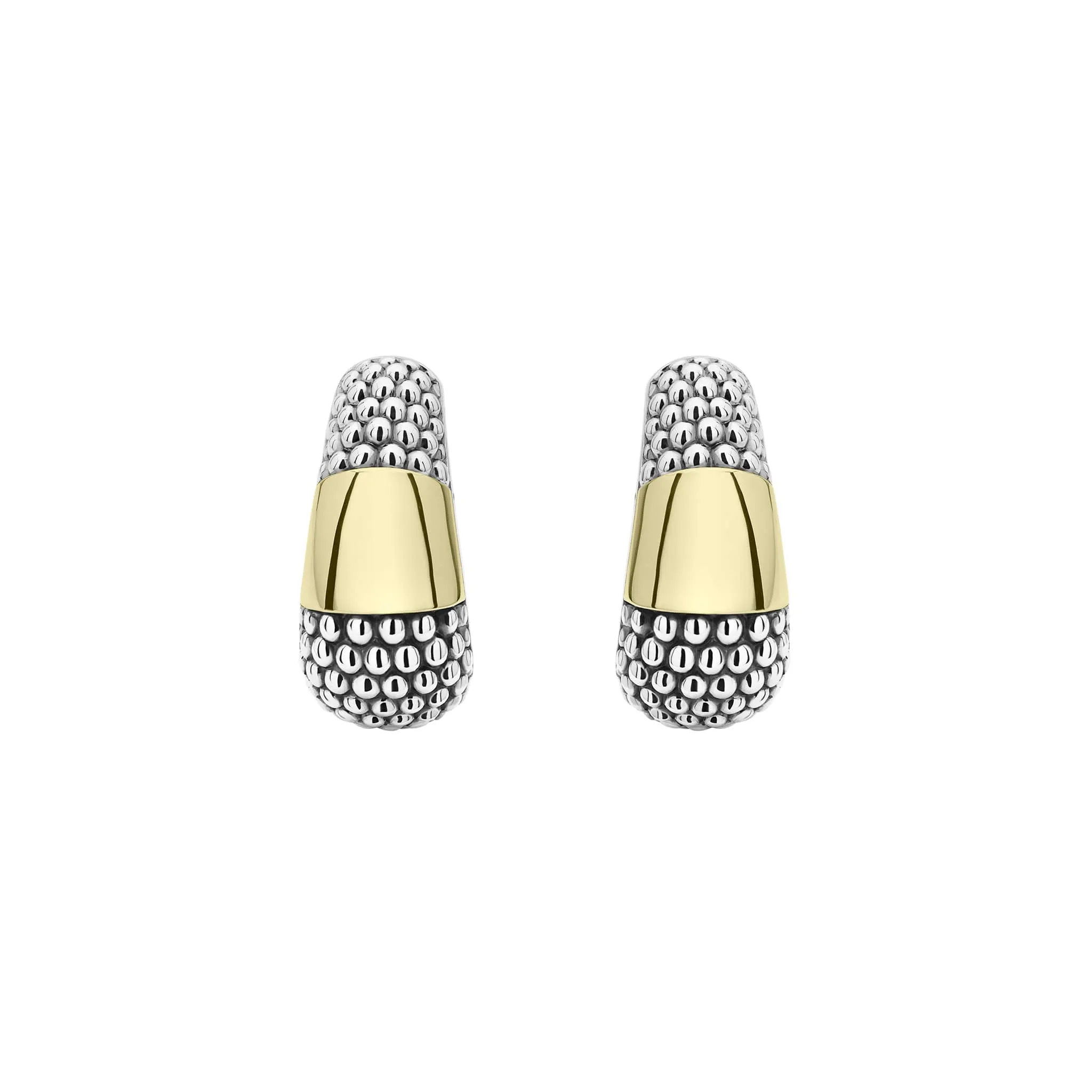 High Bar Two-Tone Caviar Omega Clip Earrings sold by LAGOS product image thumbnail 3