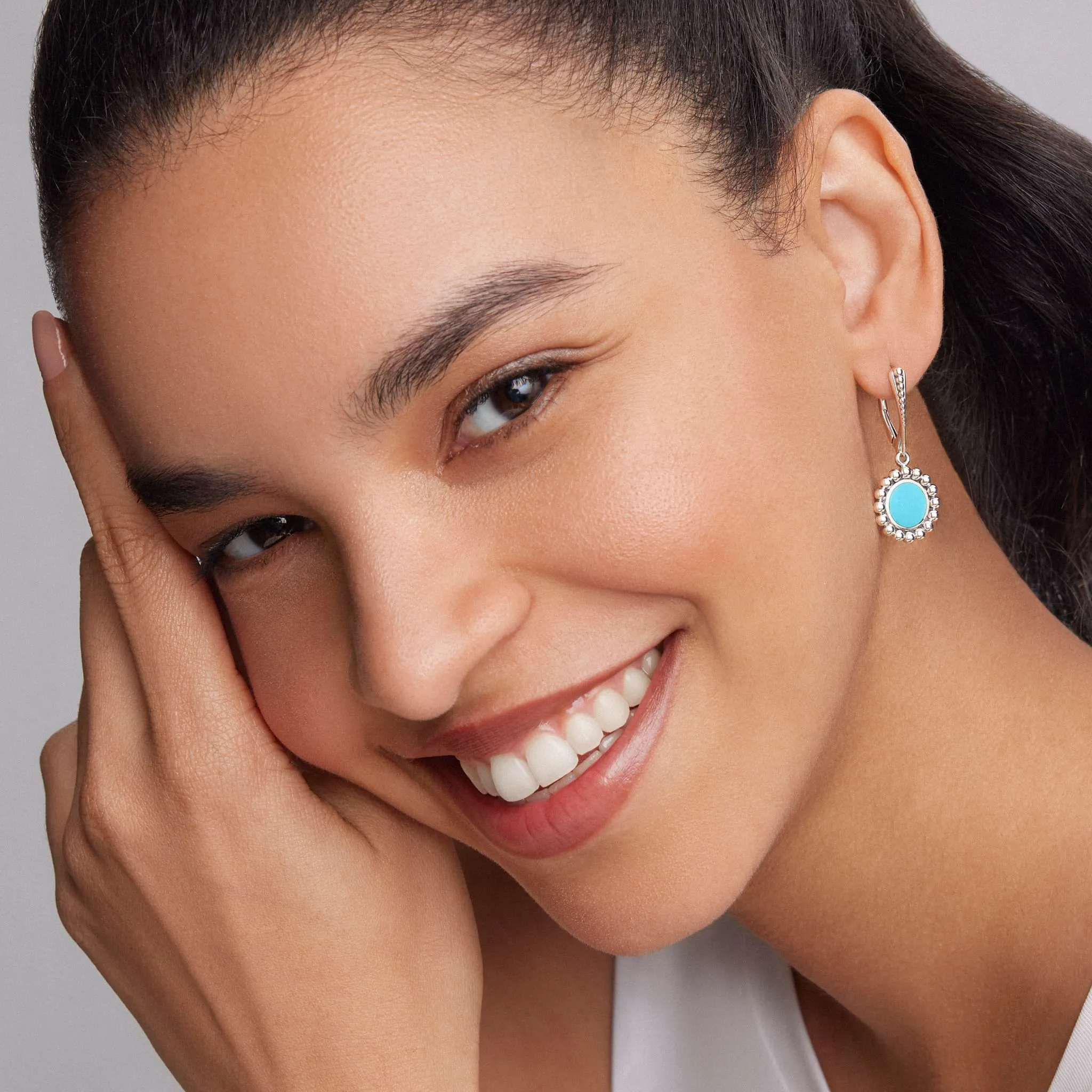 Maya Small Ceramic Circle Drop Earrings sold by LAGOS product image thumbnail 2