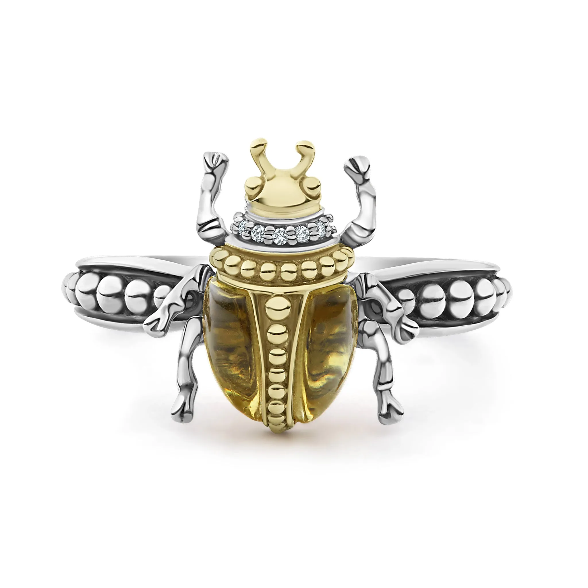 Rare Wonders Olive Quartz Beetle Diamond Ring sold by LAGOS product image thumbnail 3