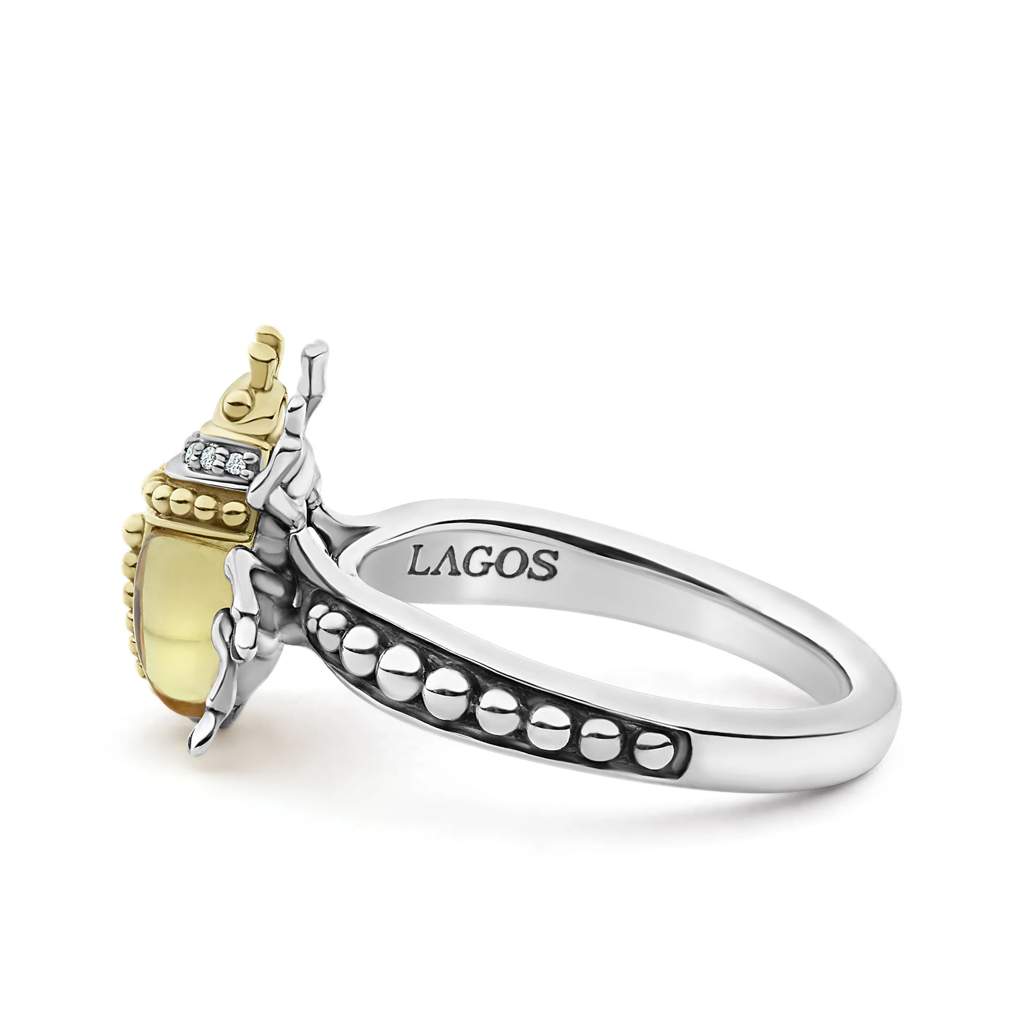 Rare Wonders Olive Quartz Beetle Diamond Ring sold by LAGOS product image thumbnail 4