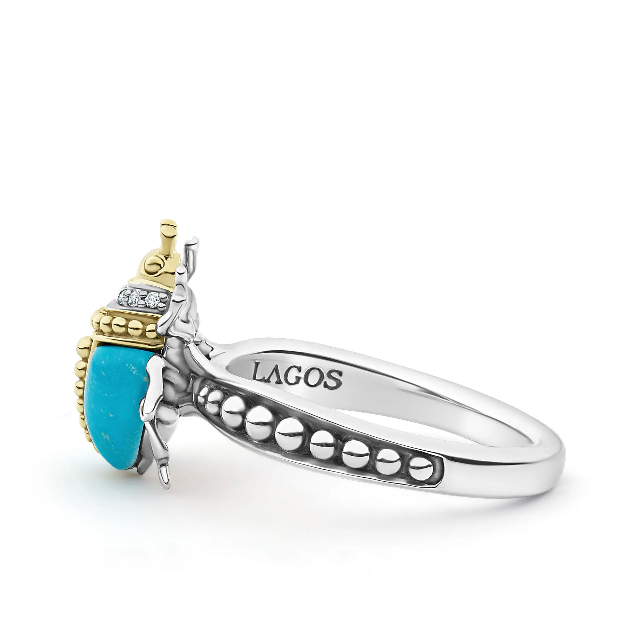 Rare Wonders Turquoise Beetle Diamond Ring sold by LAGOS product image thumbnail 4